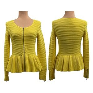 Inc international concept Yellow Ribbed Peplum Women's Top